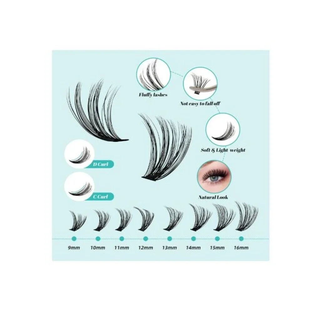 Lash Clusters Kit 320Pcs DIY Individual Lashes Clusters Bond And Seal Removal